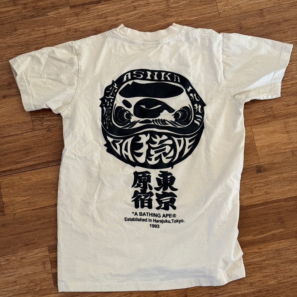 bape cream colored tokyo tee size s